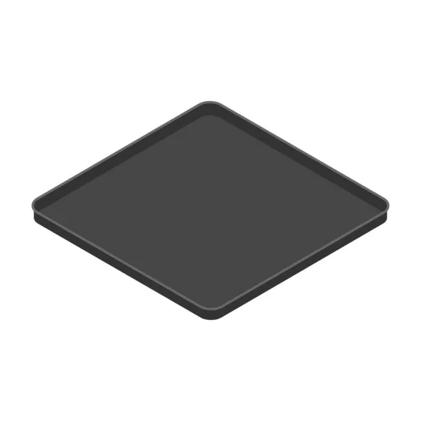 Bakplaat Lege Zwarte Ovenschaal Bakkerij Dienblad Geïsoleerd Witte Achtergrond Isometrische — Stockvector
