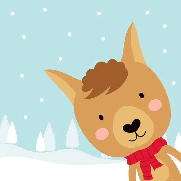 围巾中可爱的美洲驼角色 卡通动物圣诞节插图 适合海报 问候语 生日卡片 婴儿淋浴和育儿设计及派对装饰 — 图库矢量图片