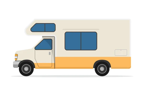 Camioneta Viaje Caravana Vacaciones Camping Coche Casa Móvil Ilustración Vectorial — Archivo Imágenes Vectoriales