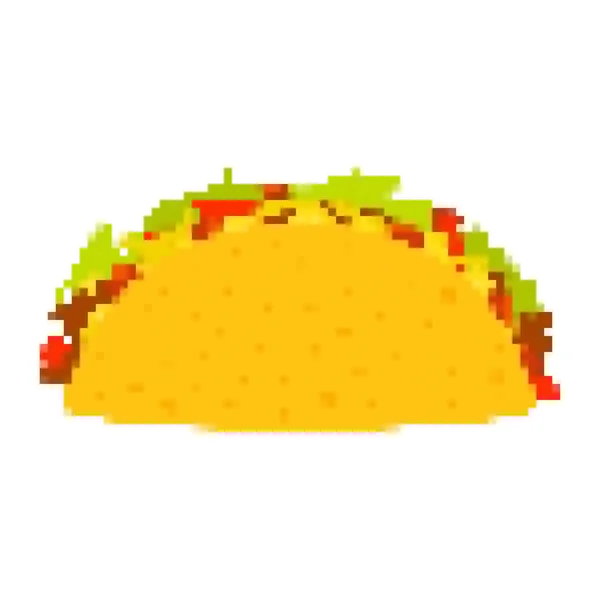 Tacos Pixel Umění Izolované Bílém Pozadí Mexické Fast Food Mexické — Stockový vektor