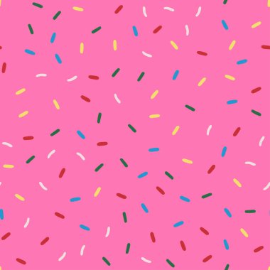 Bir sürü dekoratif serpiştirilmiş kusursuz donut cilası desenleri. Donut jöleli pasta elementleri. Vektör illüstrasyonu.