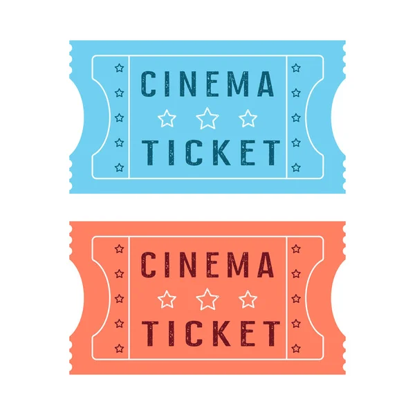 Two Cinema Vector Tickets Isolated White Background Vintage Film Tickets — Vettoriale Stock