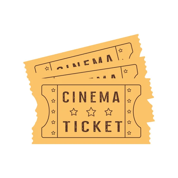 白い背景で隔離された映画のチケットと漫画のイラスト 3つの映画のチケットのベクトルイラスト — ストックベクタ