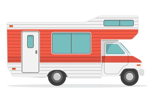 Camioneta Viaje Caravana Vacaciones Camping Coche Casa Móvil Ilustración Vectorial — Archivo Imágenes Vectoriales