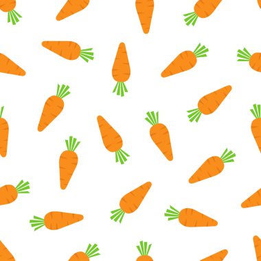 Havuçlu karikatür deseni, Paskalya temalı arka plan, sebzelerin vektör çizimi, sağlıklı vejetaryen yemek duvar kağıdı.