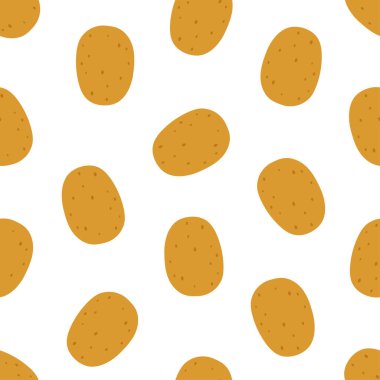 Patates ve karikatür arkaplanının kusursuz dizilimi.