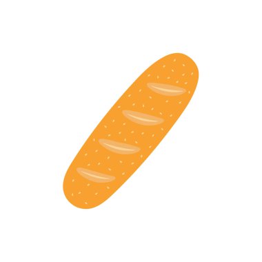 beyaz arkaplanda izole edilmiş bir ekmek somunu, Fransız baget sembolünün düz vektör çizimi