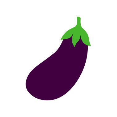 Patlıcan çizgi filmi beyaz arka planda izole edilmiş, taze patlıcan sebzesinin vektör çizimi.