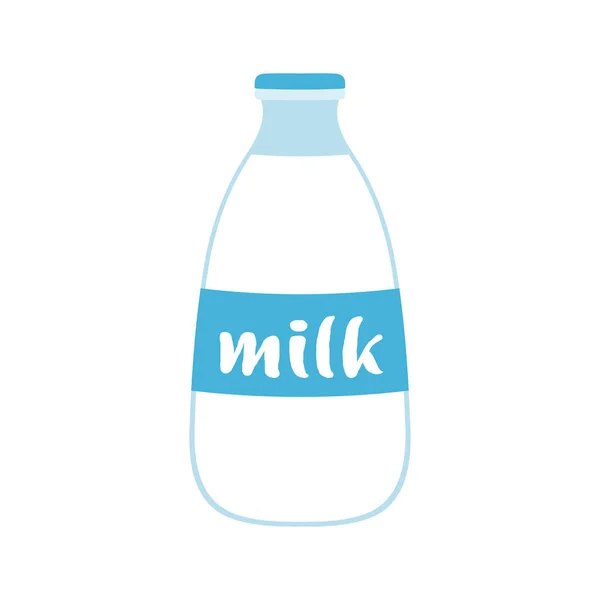 Бутылка Молока Изолированы Белом Фоне Векторная Иллюстрация Бутылки Молока Мультяшном — стоковый вектор