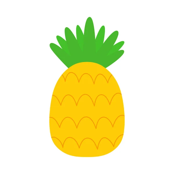 Beyaz Arka Planda Izole Edilmiş Ananas Tatlı Tropikal Meyvelerin Renkli — Stok Vektör