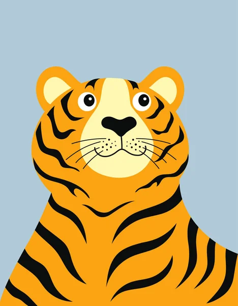 Tigres Lindo Vector Ilustración Aislada Sobre Fondo Azul Impresión Dibujos — Vector de stock