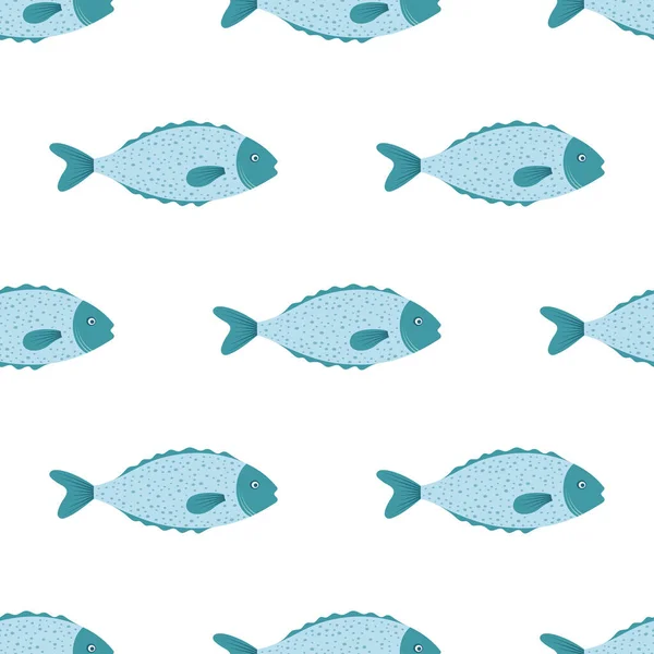 Χαριτωμένο Fiches Αδιάλειπτη Μοτίβο Ψάρια Κινουμένων Σχεδίων Ταπετσαρία Των Δελτίων — Διανυσματικό Αρχείο