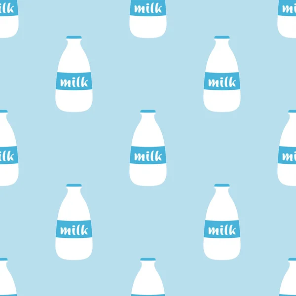 ミルクボトルのシームレスなパターン漫画のボトルのベクトルイラスト — ストックベクタ