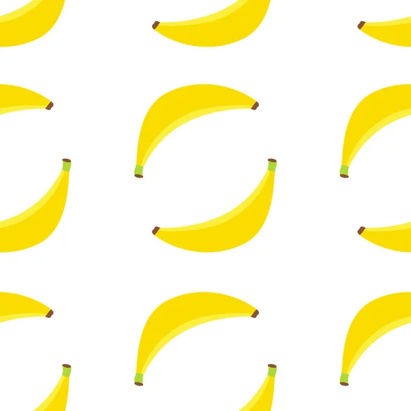 白を基調としたバナナのシームレスなパターン 平らなスタイルでトロピカルイエローフルーツのベクトルシンプルなイラスト — ストックベクタ
