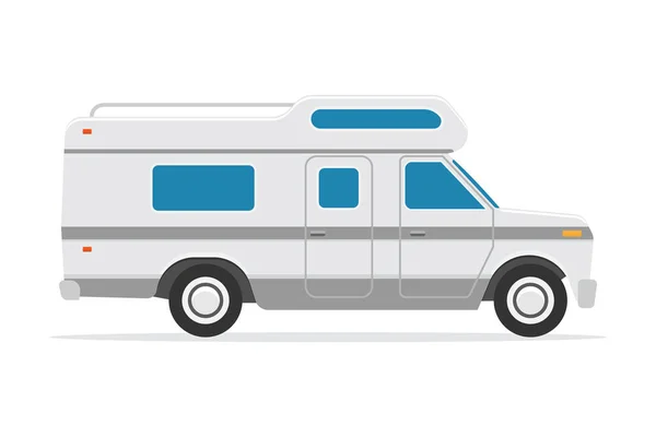 Camioneta Viaje Caravana Vacaciones Camping Coche Casa Móvil Ilustración Vectorial — Archivo Imágenes Vectoriales