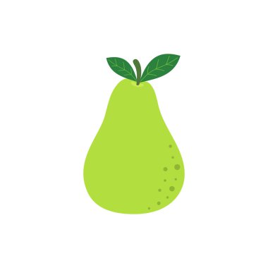 Beyaz arka planda izole edilmiş yeşil armut vektör çizimi, karikatür meyvesi, organik tarım gıda üretimi