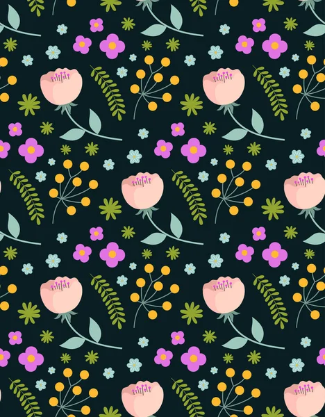 Patrón Flor Simple Fondo Sin Costura Floral Para Cualquier Diseño — Vector de stock