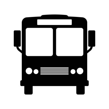 Otobüs toplu taşıma ikonu. Okul servisi ikonu. Vektör illüstrasyonu beyaz arkaplanda izole edildi