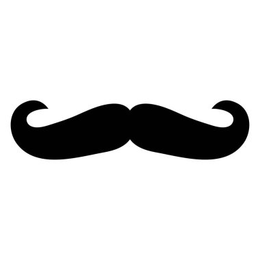 Bıyık ikonu. Basit düz erkek bıyığı. Beyaz arkaplanda izole edilmiş vektör illüstrasyonu.