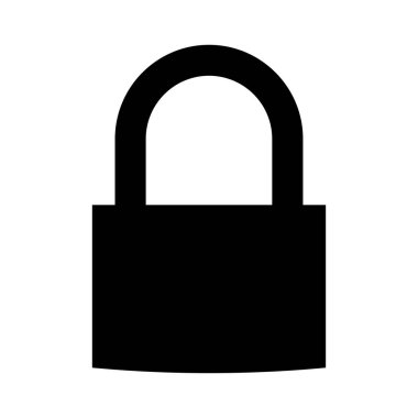 Asma kilit simgesi. Güvenlik kilidi işareti. Güvenli koruma sembolü. Beyaz arkaplanda izole edilmiş vektör illüstrasyonu.