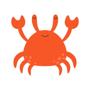 sevimli karikatür yengeci okyanus hayvan tasarımı, karikatür tarzında deniz hayvanlarıyla komik vektör illüstrasyonu