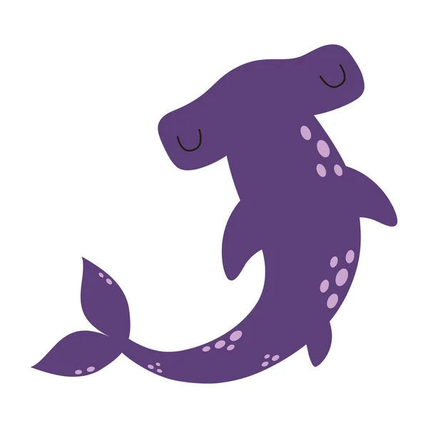 Illustration Plate Couleur Vectorielle Requin Marteau Mignon Isolé Sur Fond — Image vectorielle