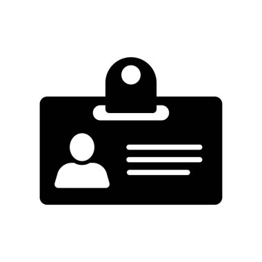 Kimlik kartı simgesi. Kimlik kartı, beyaz arka planda izole edilmiş. Vektör illüstrasyonu.