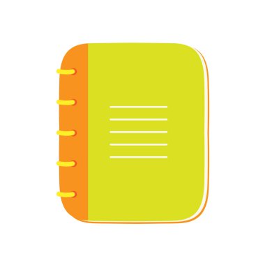 Çizgi film stili, günlük veya defter olarak kapalı okul defteri beyaz arkaplanda izole halkalar, renk vektör illüstrasyonu