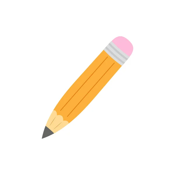 Karikatur Gelb Bleistift Symbol Mit Rosa Gummiband Isoliert Auf Weißem — Stockvektor