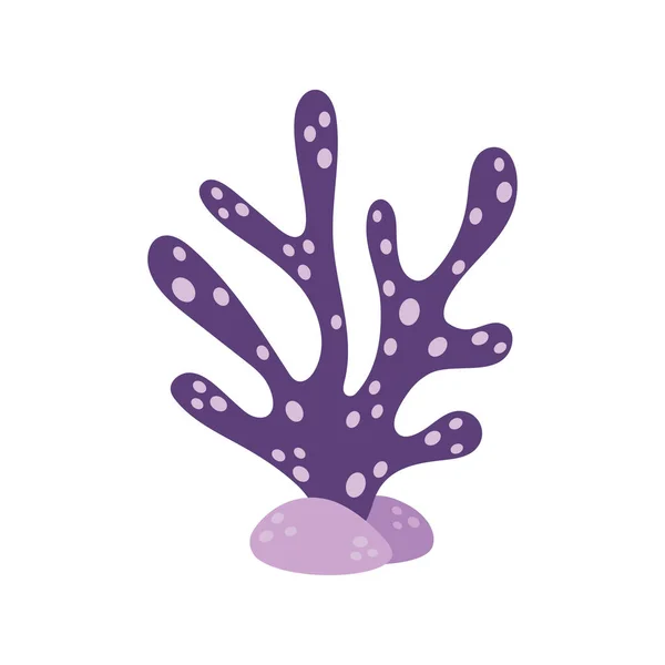 Cute Purple Coral Pebble Isolated White Background Cartoon Vector Illustration — стоковый вектор