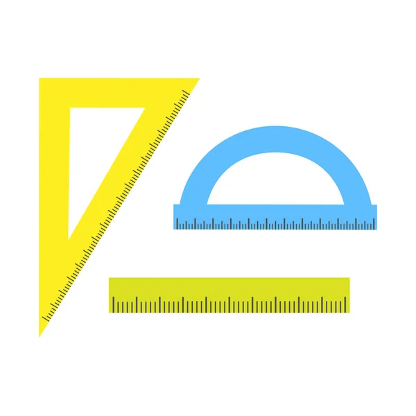 Set Three Different Plastic Rulers Different Shapes School Office Supplies — Vector de stock