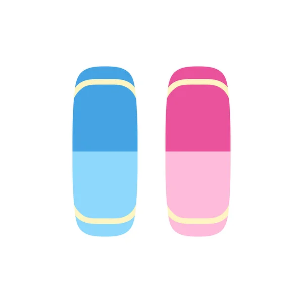 Two Cartoon Erasers Icon Flat Style Isolated White Background Vector — 스톡 벡터