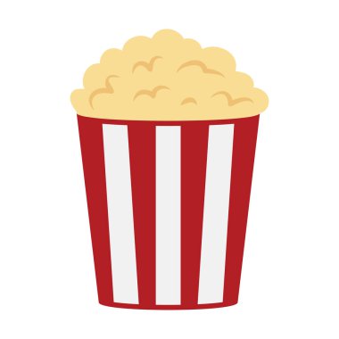 Patlamış mısır ikonu. Patlamış mısır kovası. Sinema konsepti. Vektör illüstrasyonu