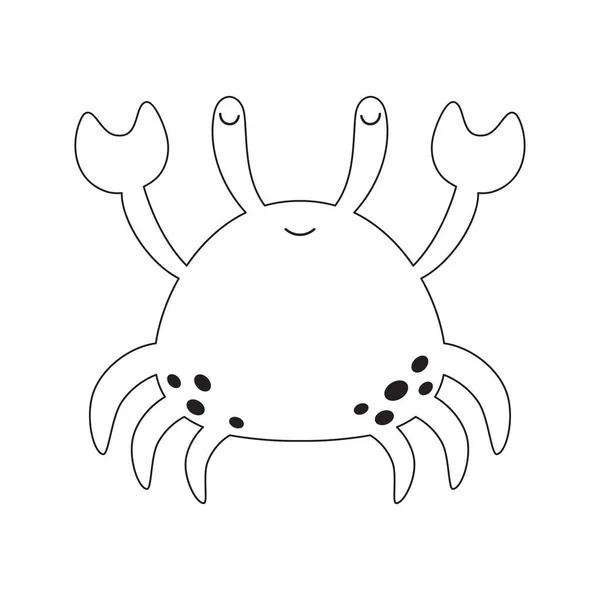 Cute Crab Outline Isolated White Background Simple Vector Illustration Sea — Vetor de Stock