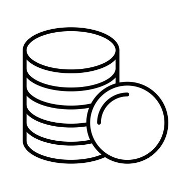 Para istiflenmiş madeni para ikonu. Ödeme sistemi. İş konsepti. Satır simgesi. Beyaz arkaplanda izole edilmiş vektör illüstrasyonu.