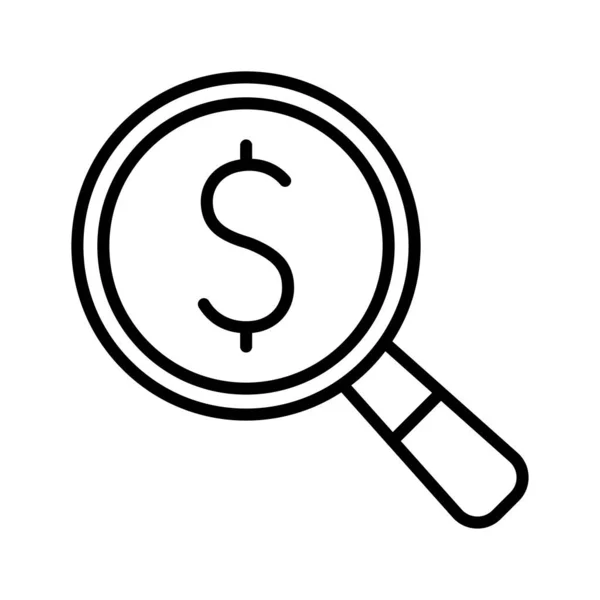 Εικονίδιο Αναζήτησης Χρημάτων Γραμμικό Εικονόγραμμα Εικονογράφηση Διανύσματος Απομονωμένη Λευκό Φόντο — Διανυσματικό Αρχείο