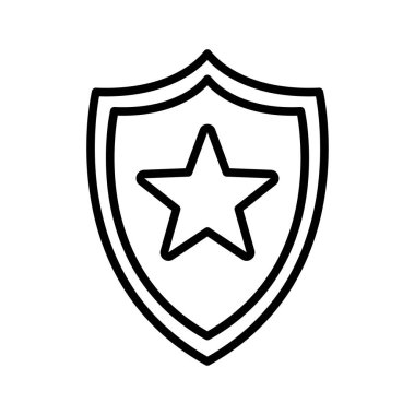 Yıldız iç kalkanda, doğrusal piktogram. Vektör illüstrasyonu beyaz arkaplanda izole edildi.