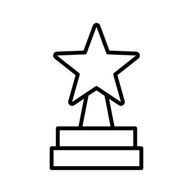 Yıldız ödülü ikonu, lineer stil resim. Vektör illüstrasyonu beyaz arkaplanda izole edildi.