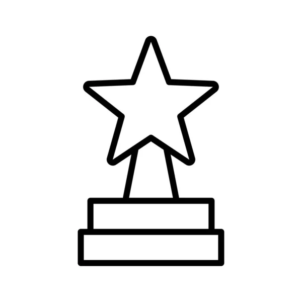 明星奖杯图标 线性风格象形文字 在白色背景上孤立的向量图 — 图库矢量图片