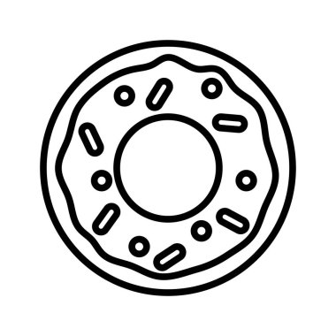 Çörek ikonu. Dondurmalı ve şekerli çörek. Jöleli kek. Vektör İllüstrasyonu beyaz arkaplanda izole edildi