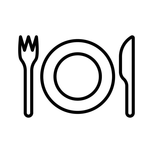 Піктограма Тарілки Виделки Ножа Обслуговування Посуду Векторна Ілюстрація Ізольована Білому — стоковий вектор