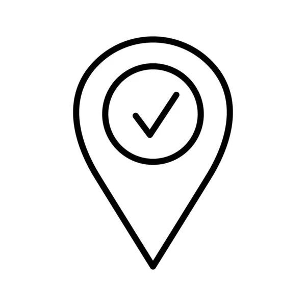 Pin Mapa Con Icono Marca Verificación Comprobar Ubicación Pin Garrapata — Vector de stock