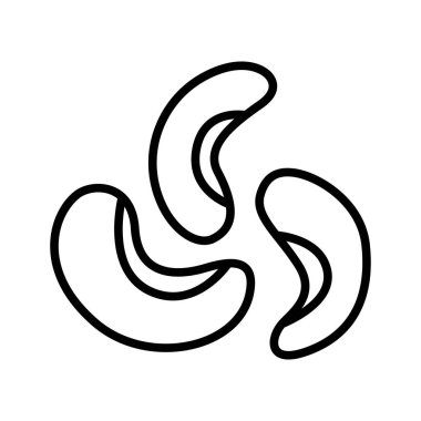 Kaju fıstığı ana hatlı ikon, beyaz üzerine izole edilmiş. Organik yiyecekler. Vektör illüstrasyonu