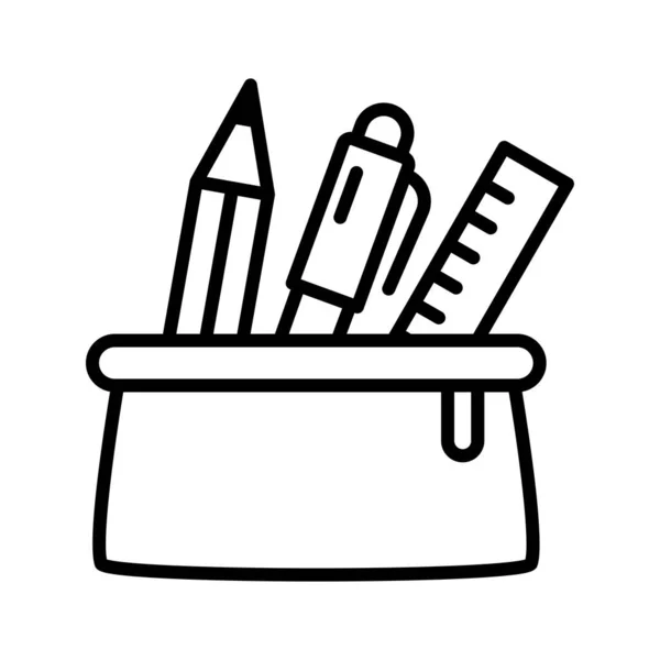 Ikona Školní Tužky Školní Pouzdro Tužky Plněním Školní Papírnictví Jako — Stockový vektor
