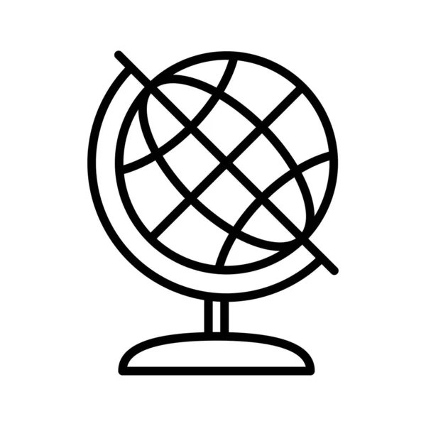 Globe Stand Icon Linear Style Pictogram Isolated White Background Vector — Stock Vector