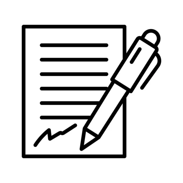 Handtekening Contract Icoon Lineaire Stijl Pictogram Geïsoleerd Witte Achtergrond Vectorillustratie — Stockvector