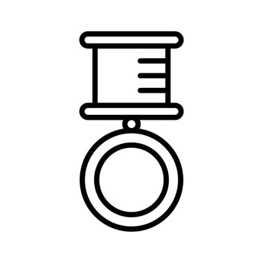 Modern çizgi tarzında madalya ikonu. Vektör illüstrasyonu beyaz arkaplanda izole edildi.