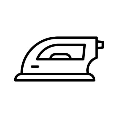 Elektrikli demir ikonu. Ev aletleri. Çamaşır malzemeleri beyaz arka planda izole edilmiş. Vektör illüstrasyonu