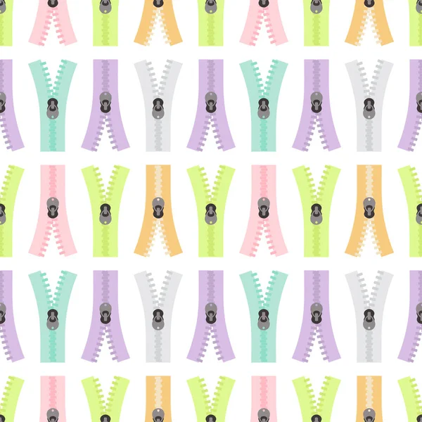 Seamless Pattern Colored Zipper Cartoon Style Vector Illustration — 图库矢量图片