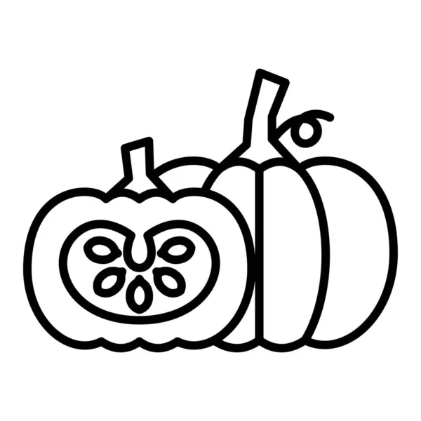 Pumpa Konturikon Halloween Eller Thanksgiving Vektor Illustration Isolerad Vit Bakgrund — Stock vektor